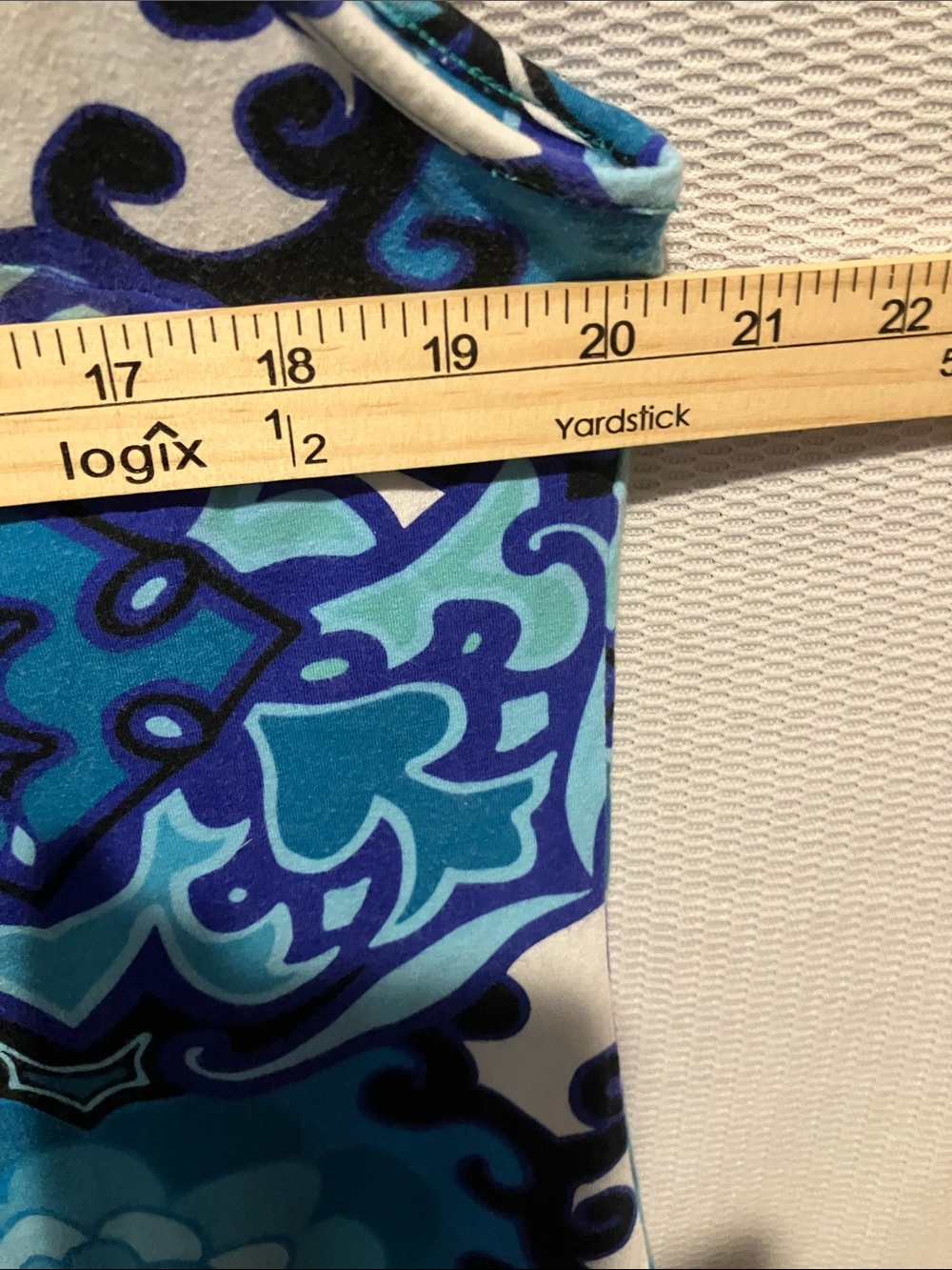 Beaded Neckline Blue Patterned Midi Dress - Picture 5 of 11